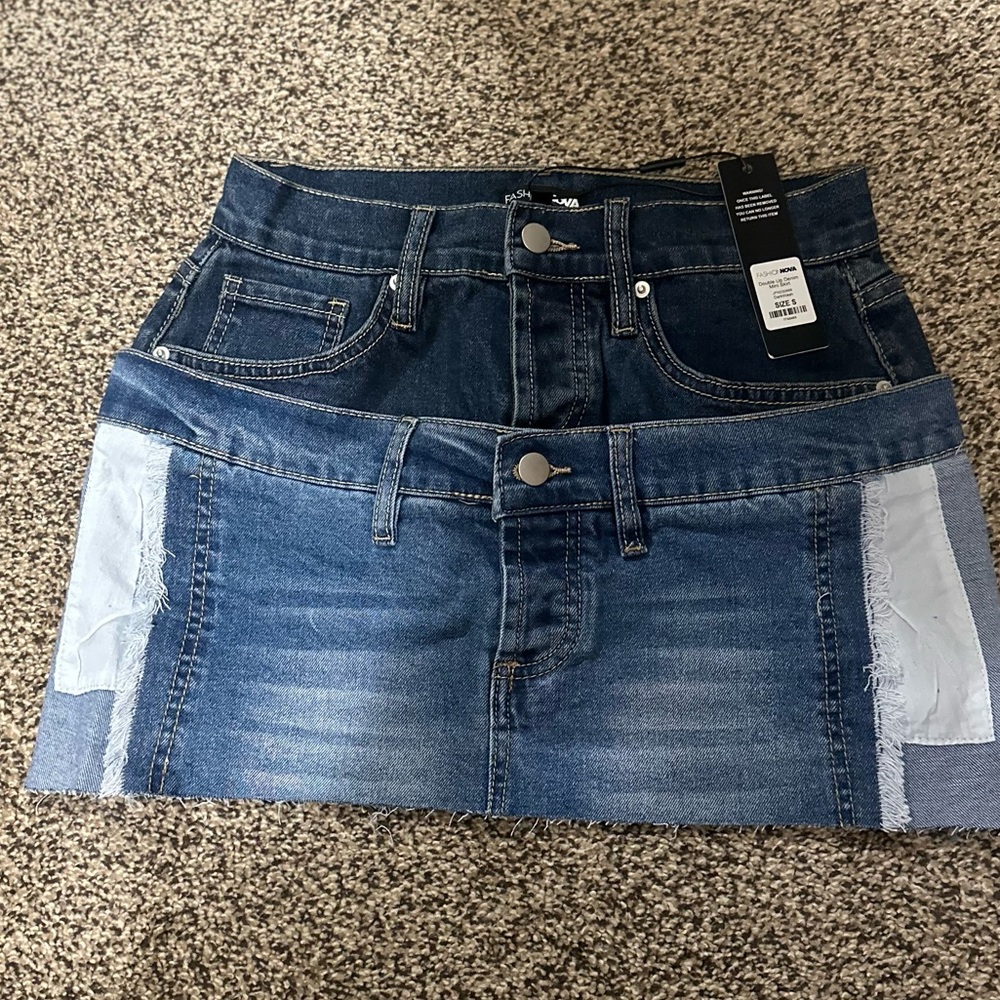 Brand new fashion, nova Dark and Light Blue Denim Mini Skirt
